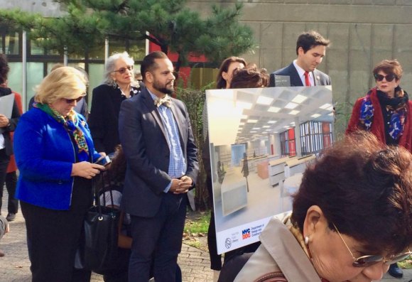 Roosevelt Island Year in Pictures, 2018: Part Two Unguarded moment: Officials, elected and unelected, came for the groundbreaking of our new public library in October.